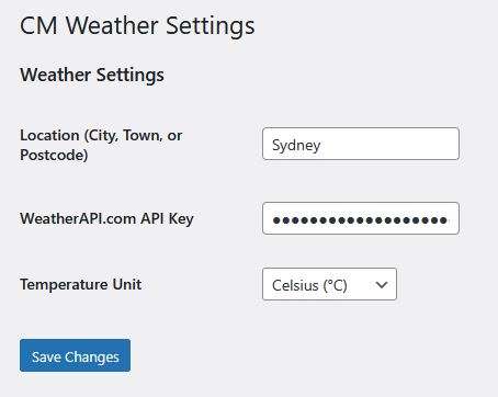 cm-weather admin settings screenshot